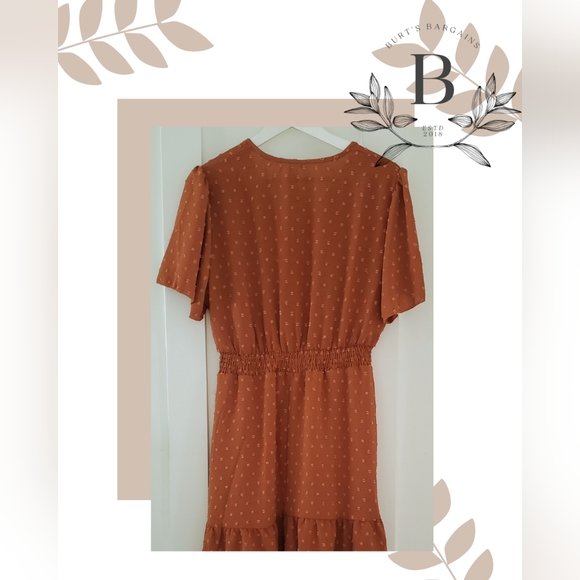 Rust v neck dress - Picture 2 of 3